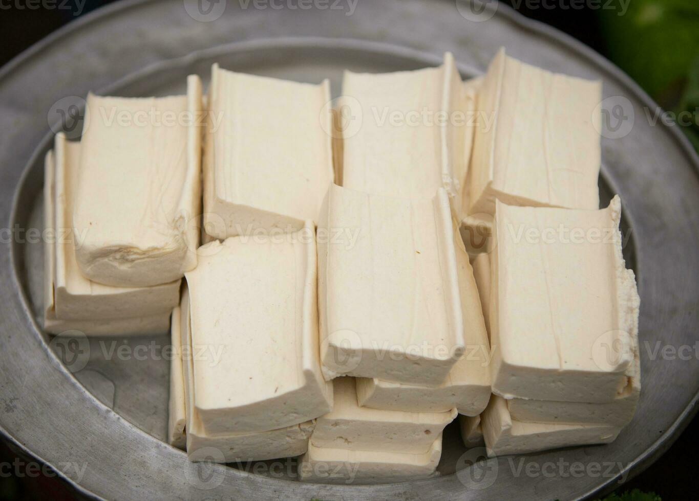 Plate of Raw Tofu photo