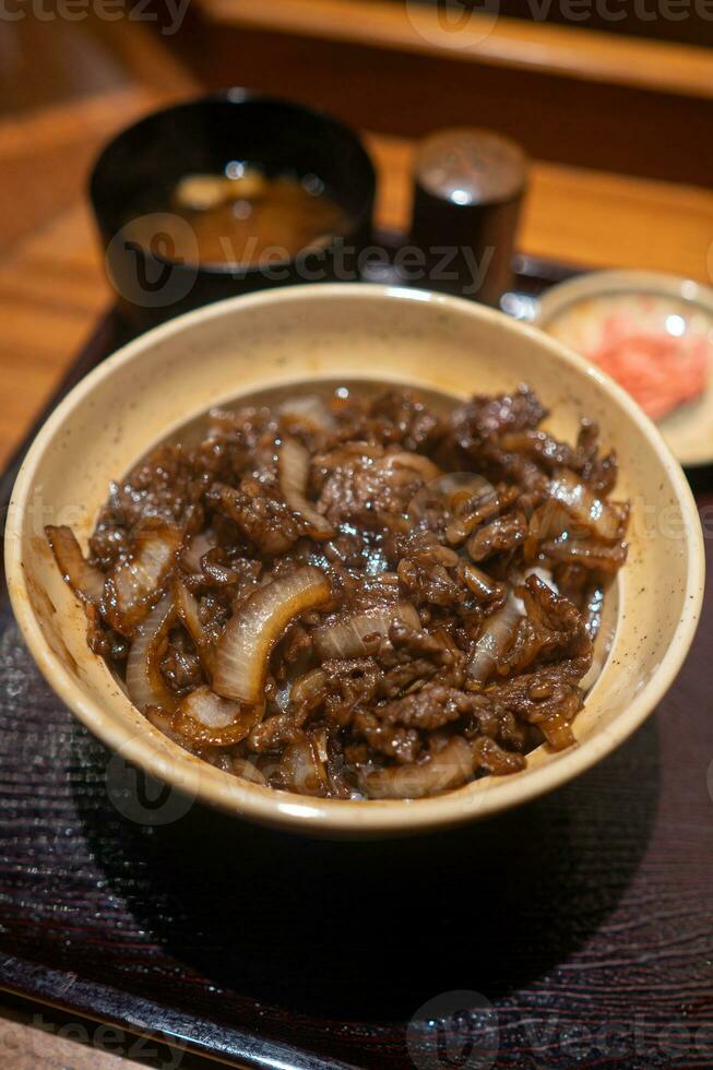 Gyudon, a Japanese beef on rice bowl photo