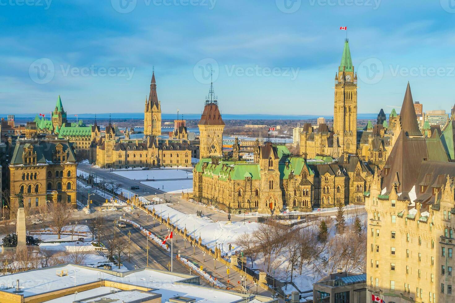 céntrico Ottawa ciudad horizonte, paisaje urbano de Canadá foto