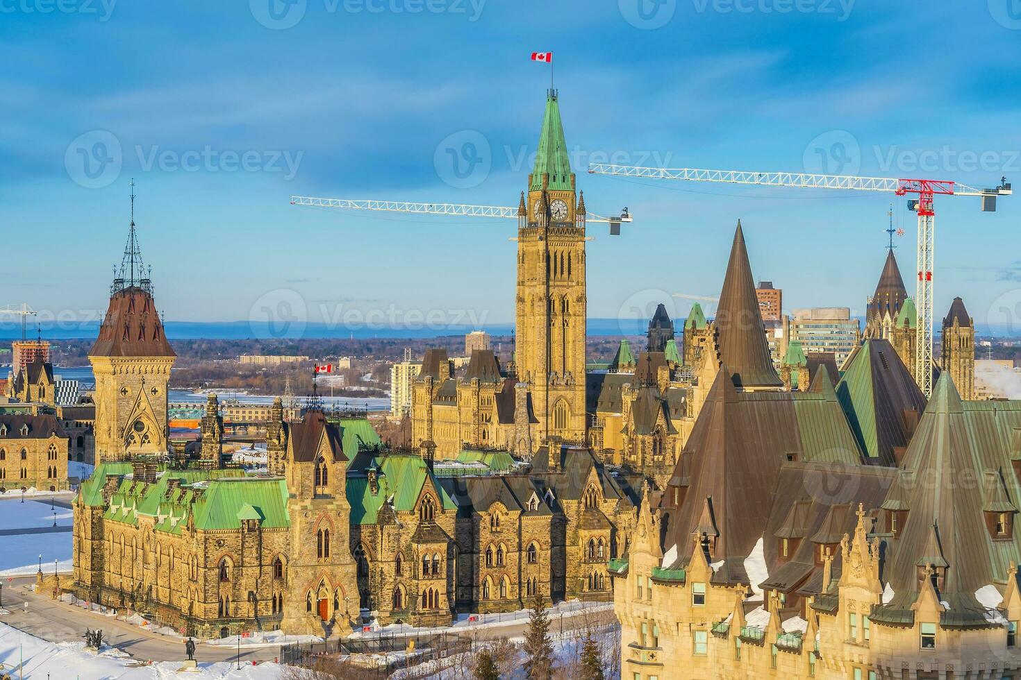 céntrico Ottawa ciudad horizonte, paisaje urbano de Canadá foto