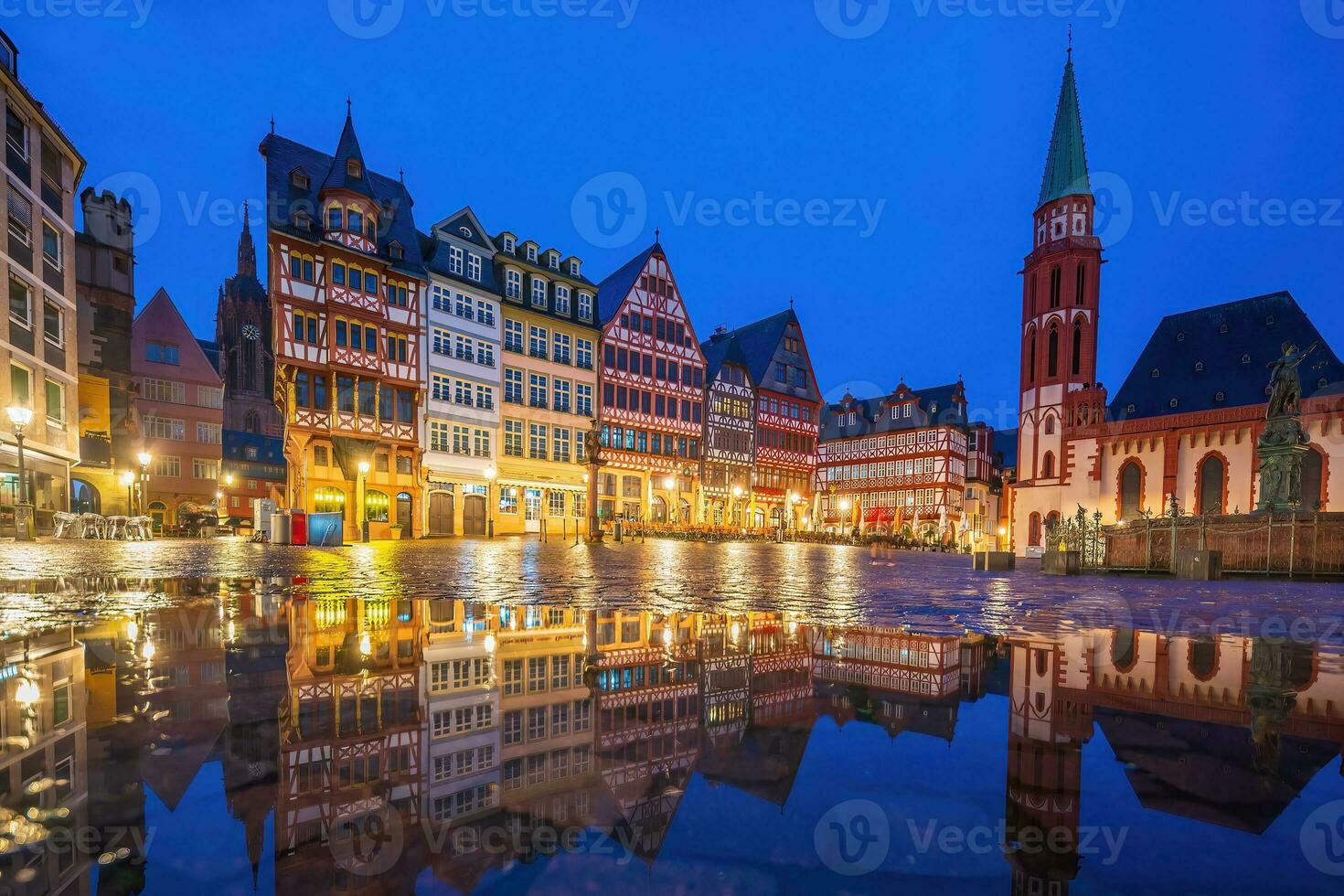 Old town square Romerberg in downtown Frankfurt, Germany photo