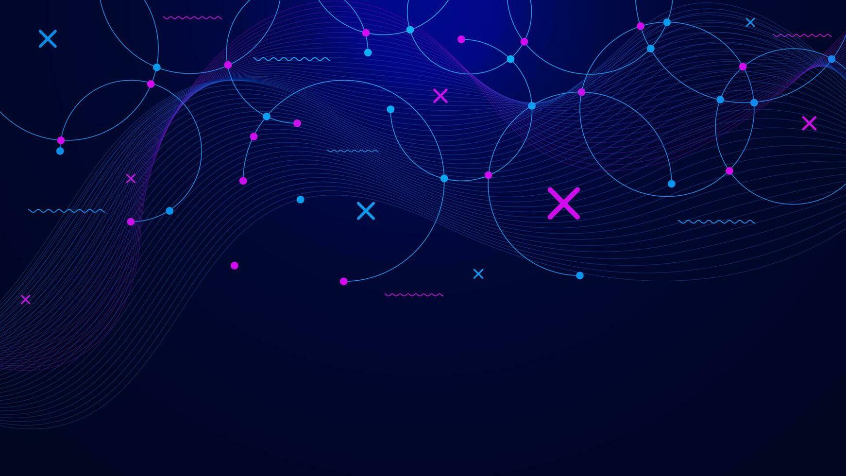 Connecting dots and circle lines background. Round banner for big data visualization, network connection and global communication technology concept. Vector illustration.