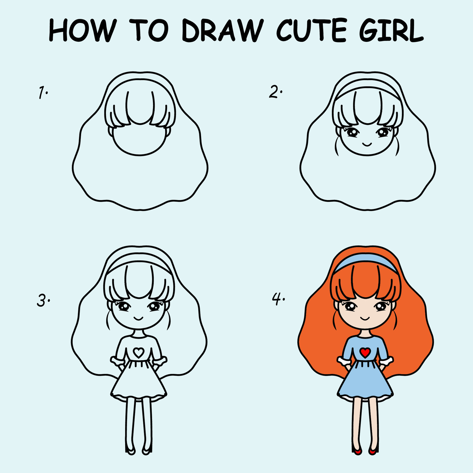 How to Draw a Cartoon Girl - Really Easy Drawing Tutorial