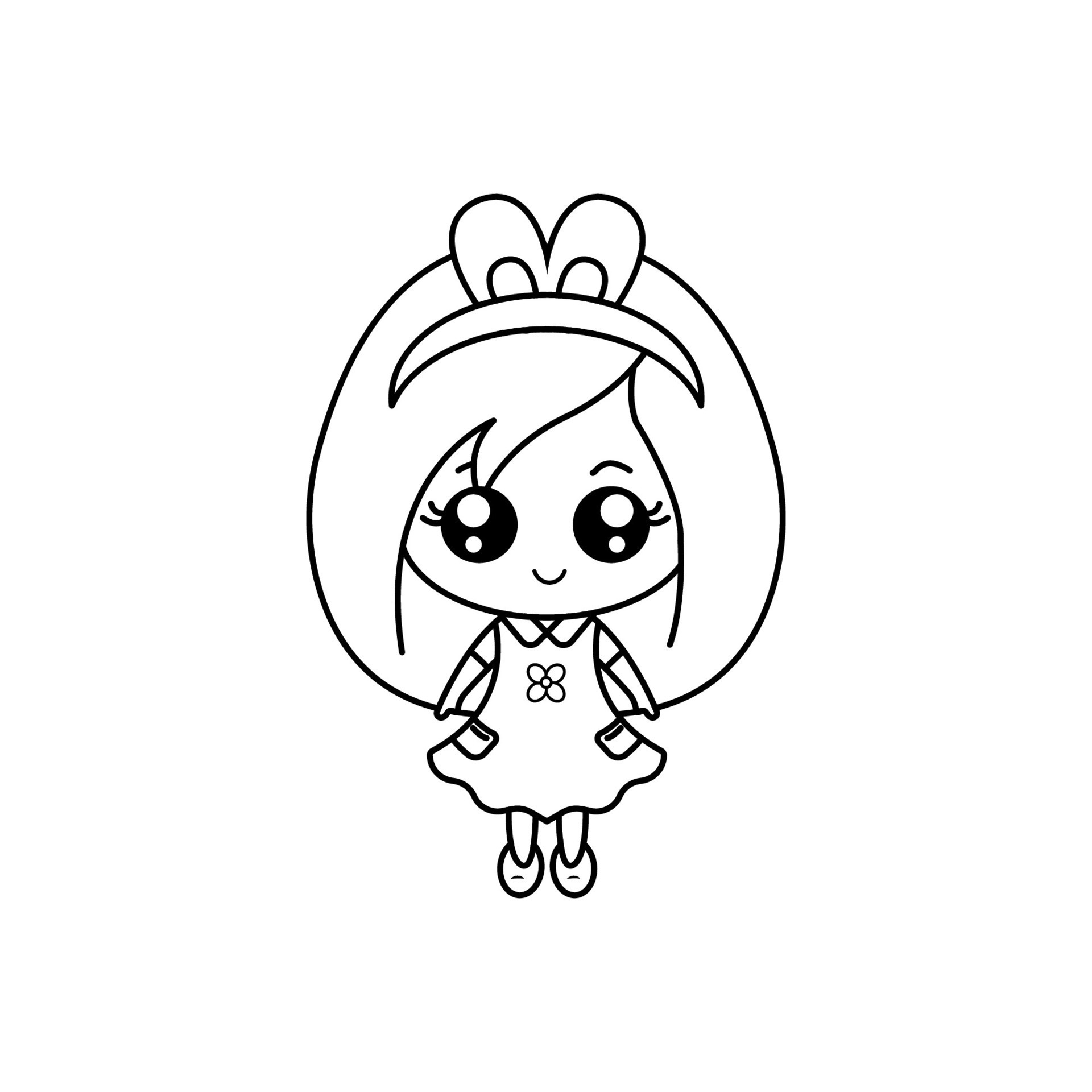 Cute Girl Cartoon for drawing book. vector illustration 26378815 Vector Art  at Vecteezy