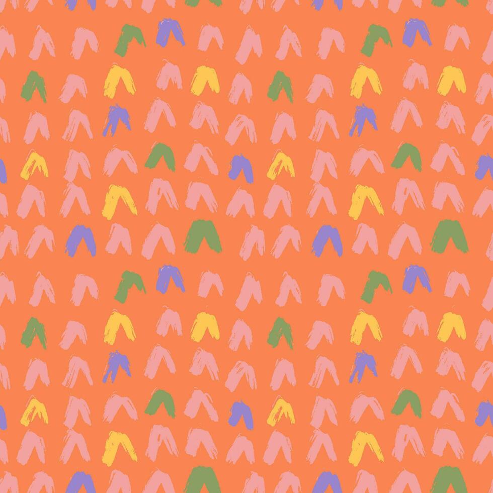 Seamless pattern with colorful check marks. Ink textured illustration. Hand drawn graphic ornament for wrapping paper. vector