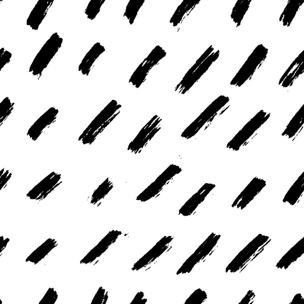 Short diagonal shirt lines hand drawn seamless pattern. Grunge ink brush texture. Black paint dry brushstrokes. Freehand textured drawing. Abstract vector background design. Textile, wrapping paper
