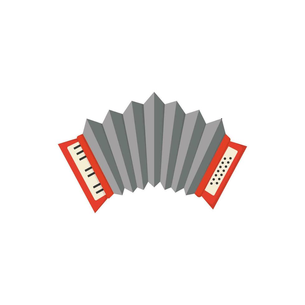 Flat accordion vector illustration on white background. Musical instrument sign