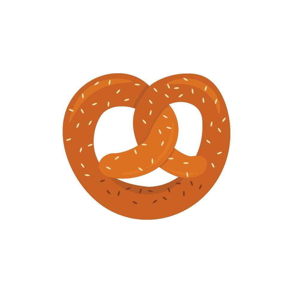 Flat Bavarian pretzel vector illustration on white background