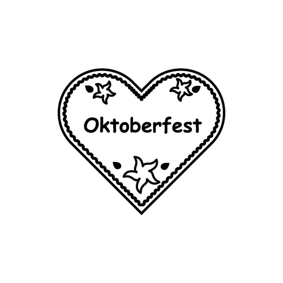 Oktoberfest with gingerbread heart and edelweiss vector illustration on white background