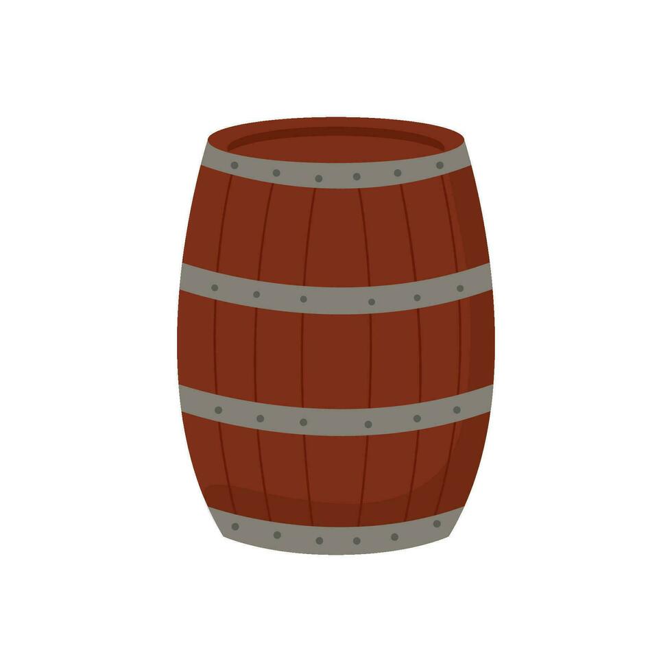 en pie plano de madera cerveza barril vector ilustración en blanco antecedentes.