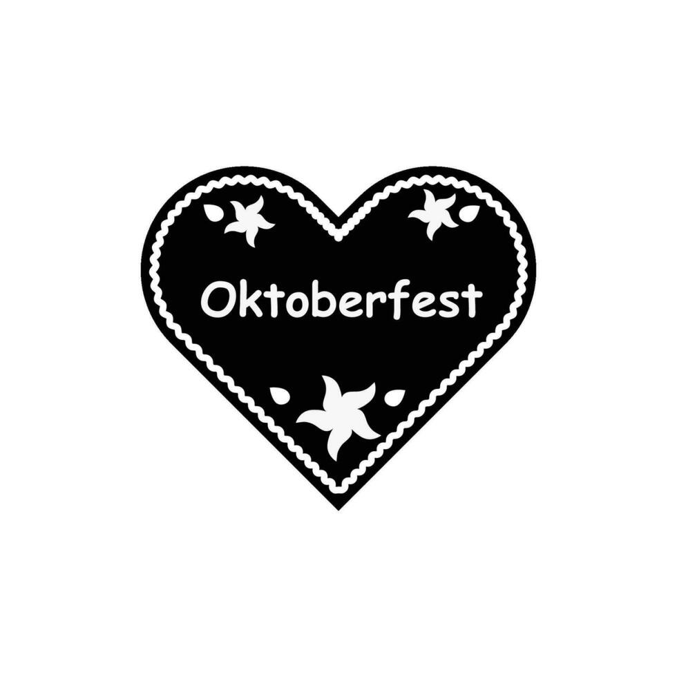Oktoberfest with gingerbread heart and edelweiss vector illustration on white background