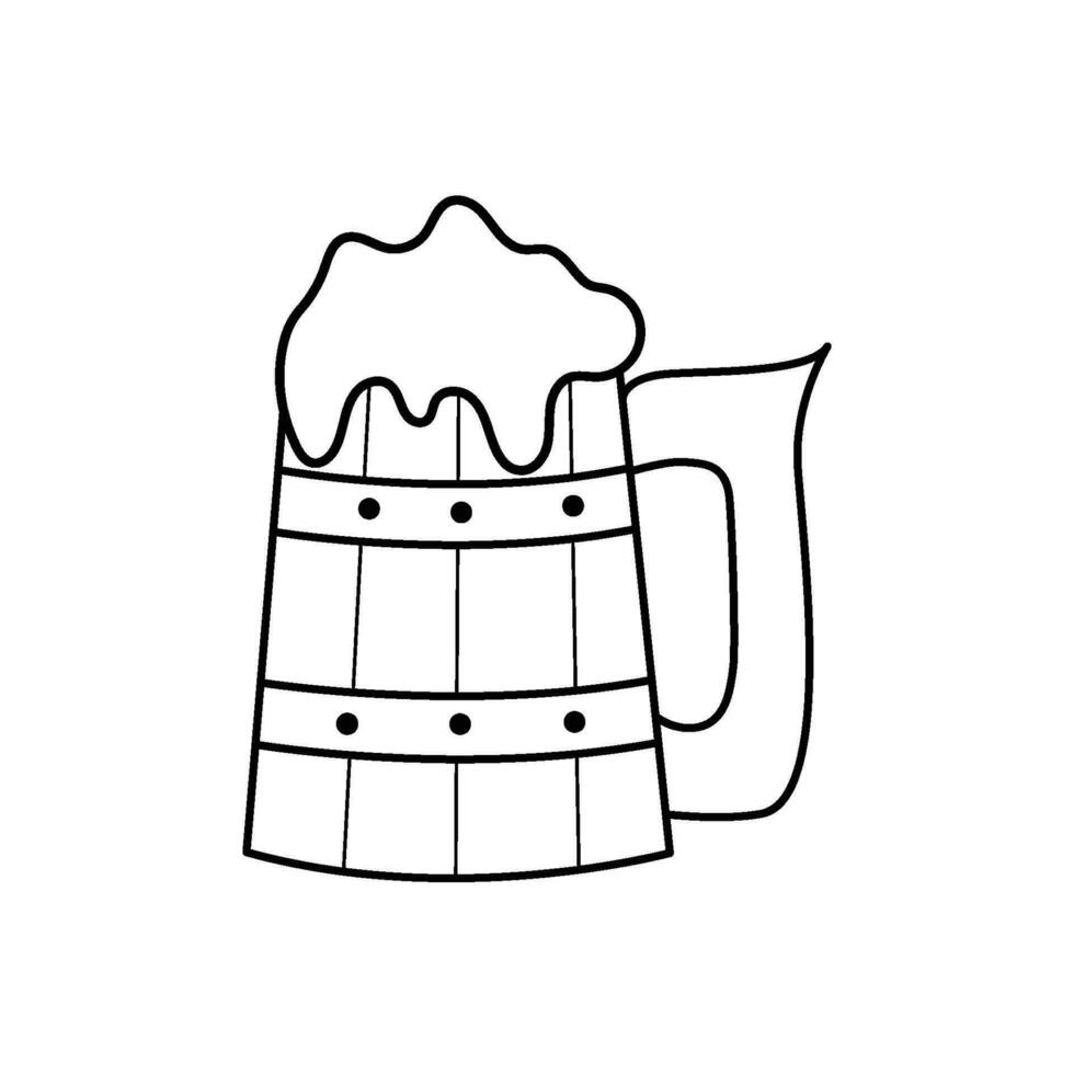 Classic Wooden beer mug with foam vector