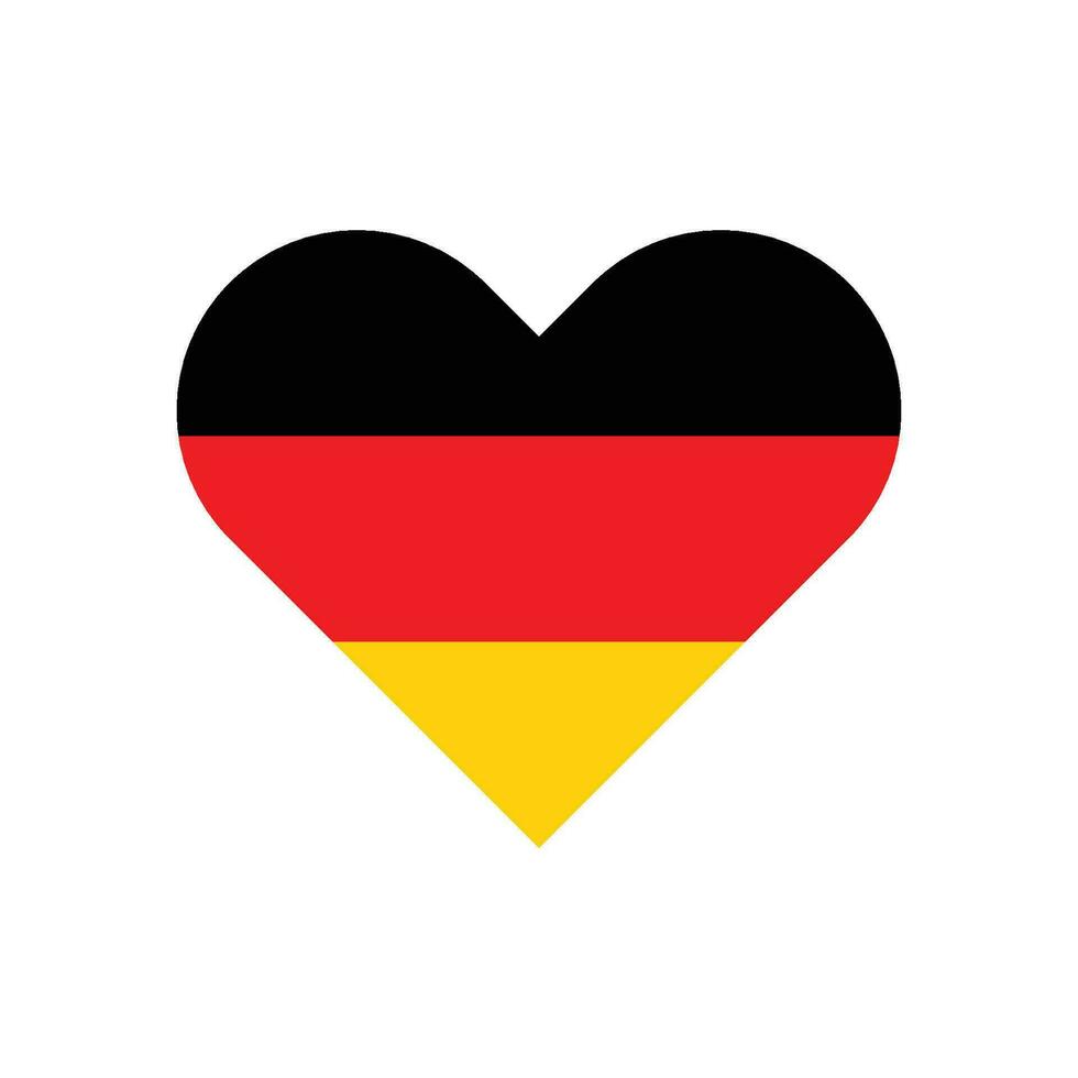 German Flag in heart  shape vector illustration on white background.