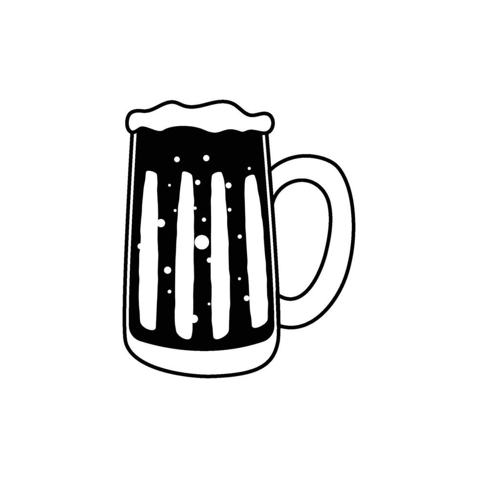 Glass of beer. Glass full with blond beer and foam. vector