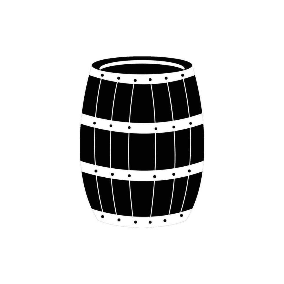 Standing flat Wooden Beer Barrel vector illustration on white background.