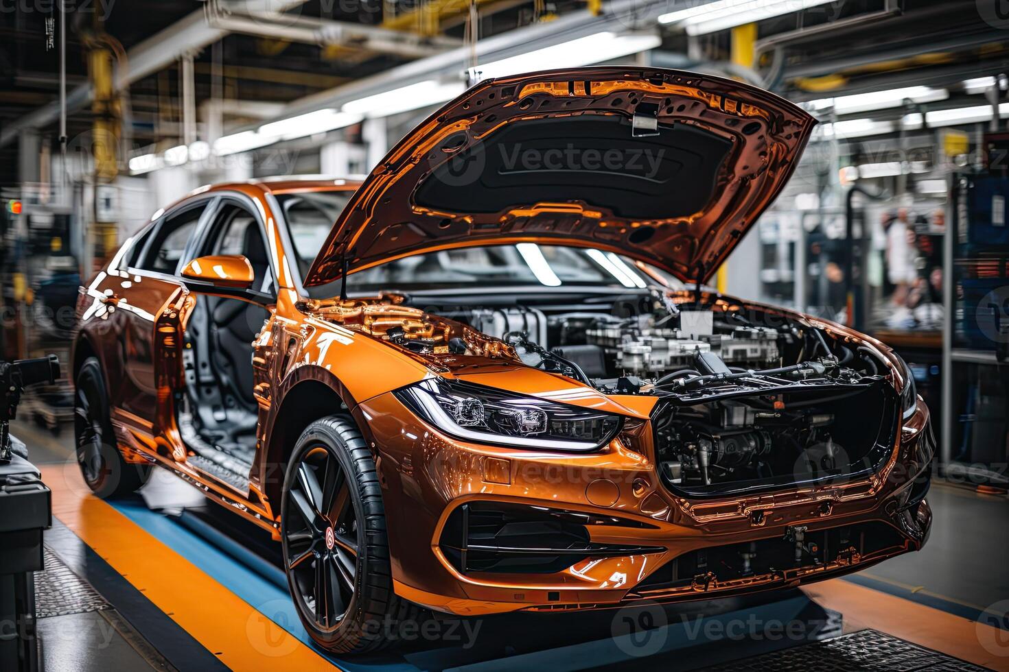 Car service. Car in workshop. Auto repair. Automotive industry. photo