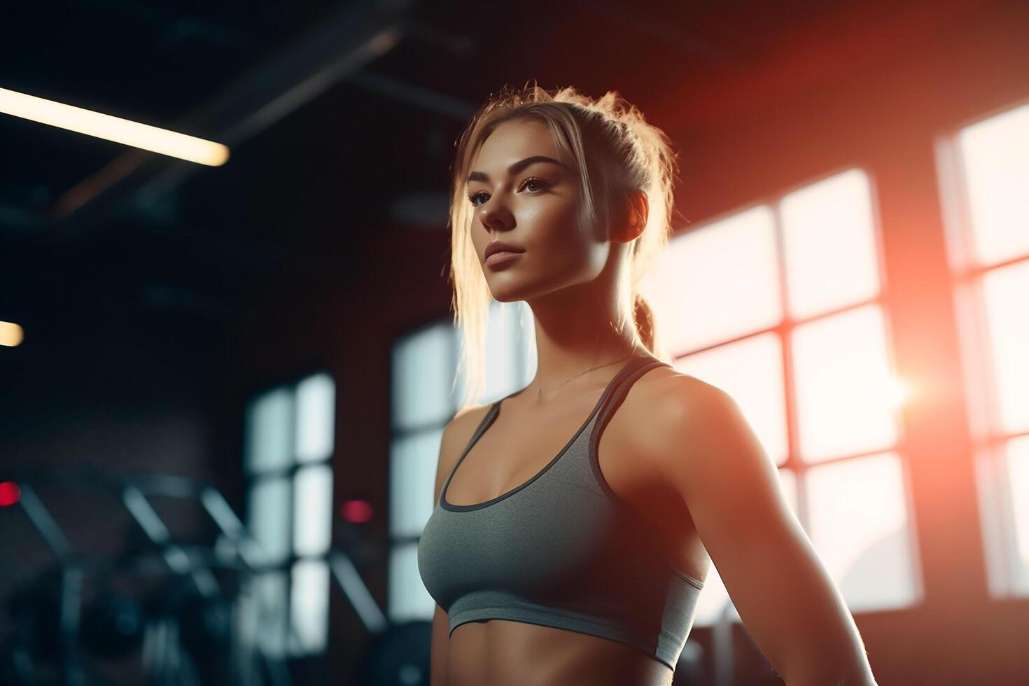 fit woman, workout in gym. photo