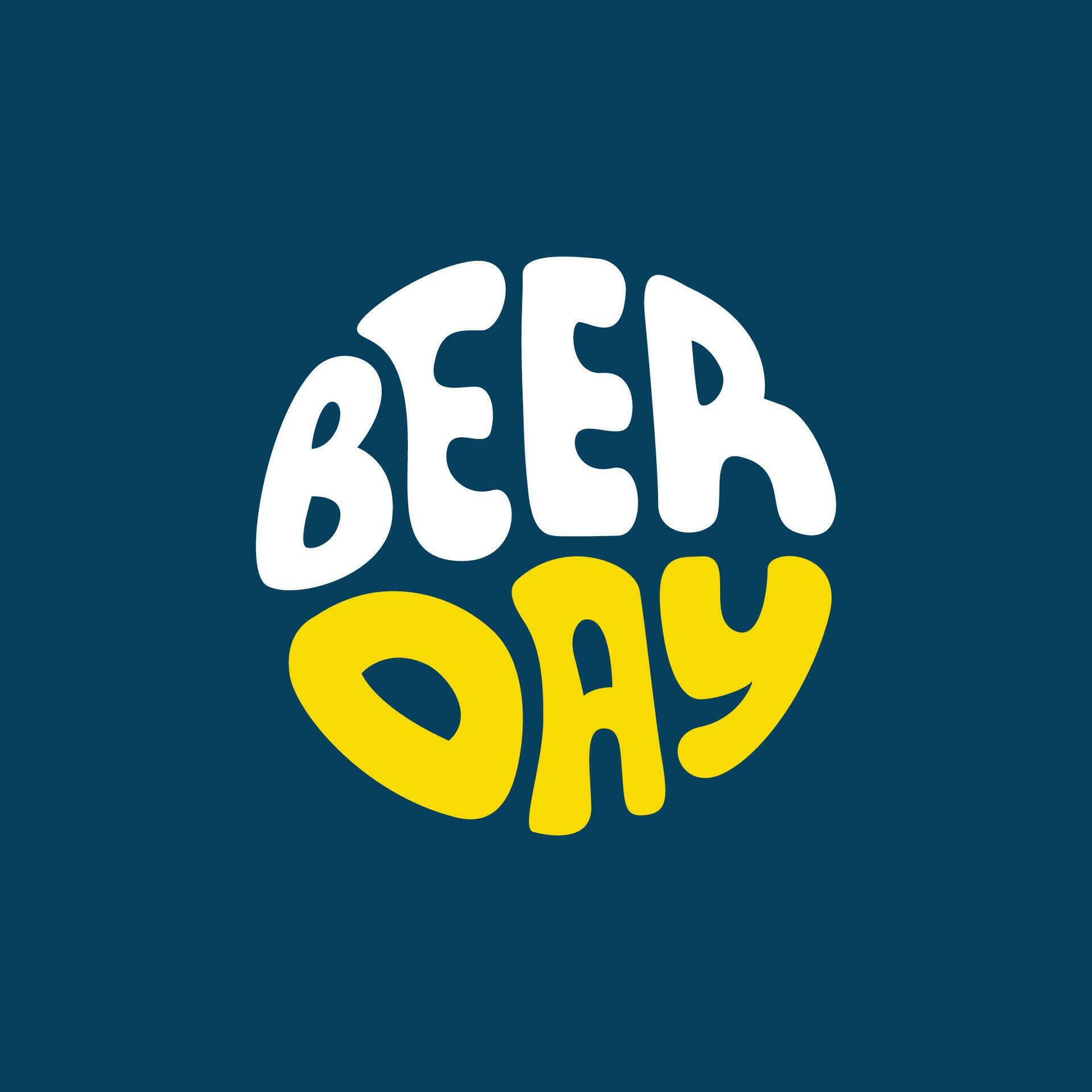 Beer day retro style round lettering illustration to celebrate