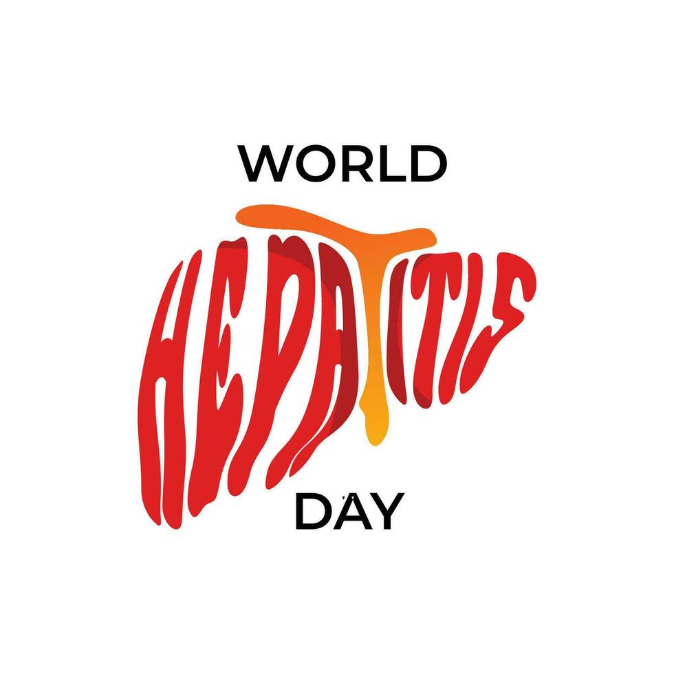 World hepatitis day vector lettering on a lung shape. Creative typography illustration for celebrate international hepatitis day 28 July.