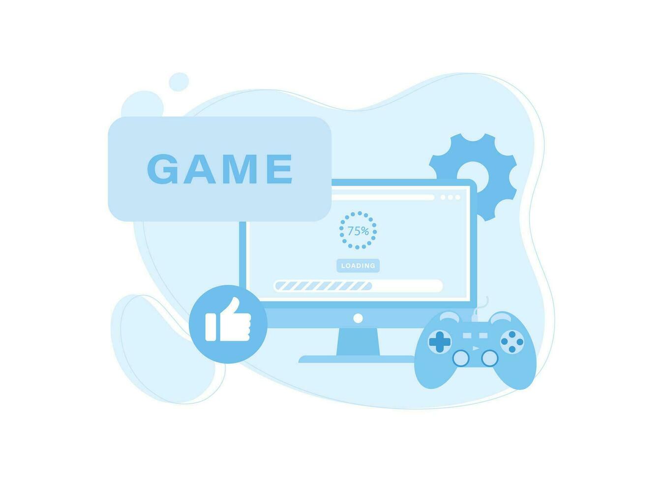 Waiting for the game to load on the computer display concept flat illustration vector