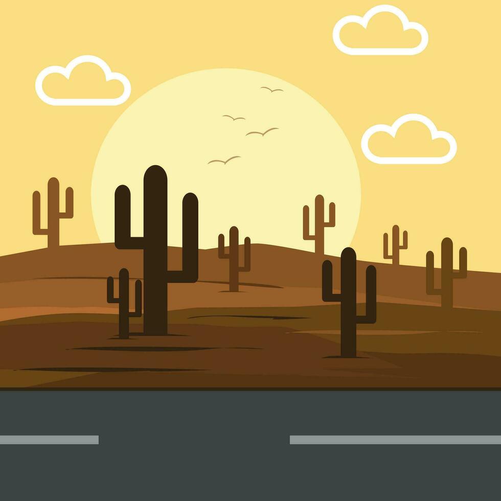 background desert and cactus live vector