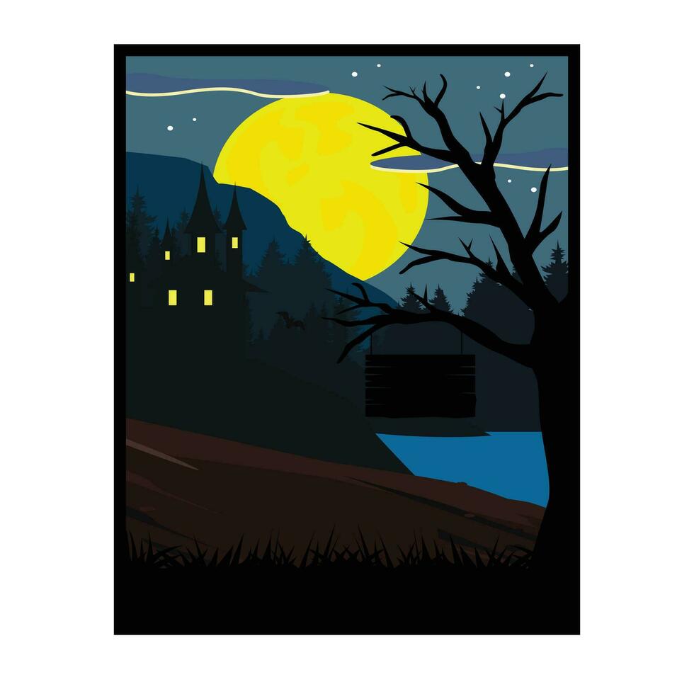 dark night and house vector