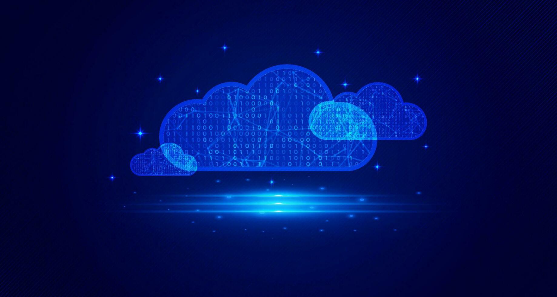 Digital technology Cloud computing blue background, cyber nano