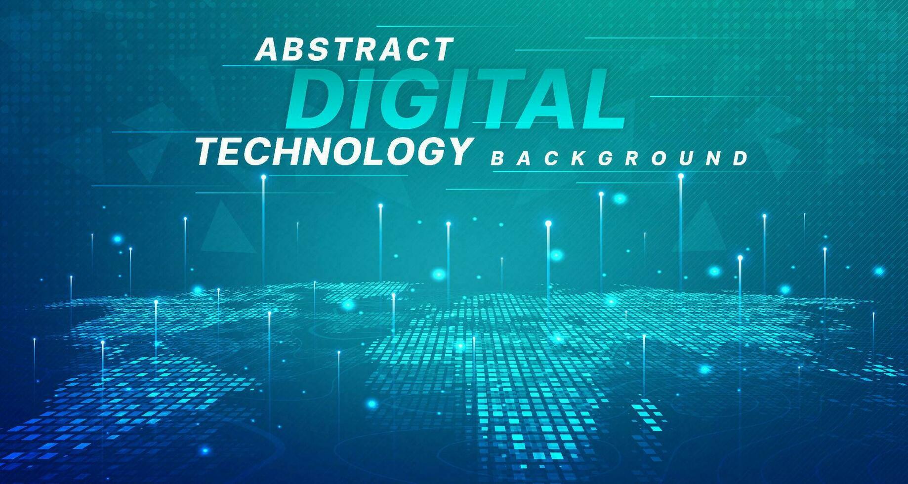 la velocidad de la tecnología digital conecta el fondo verde azul, la información nano cibernética, la comunicación abstracta, los datos tecnológicos futuros de innovación, la conexión a la red de Internet, los grandes datos de ai, la ilustración de punto de línea 3d vector