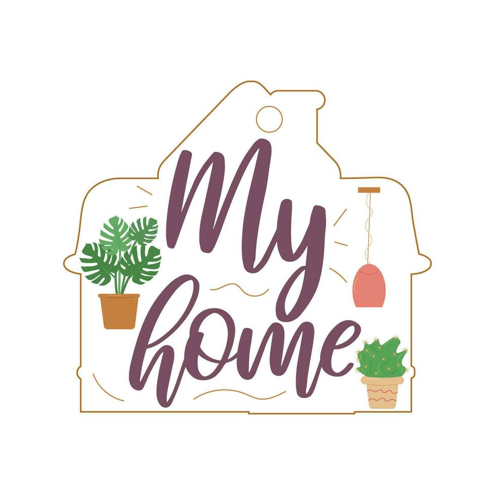 Cozy phrases on the theme of home. vector