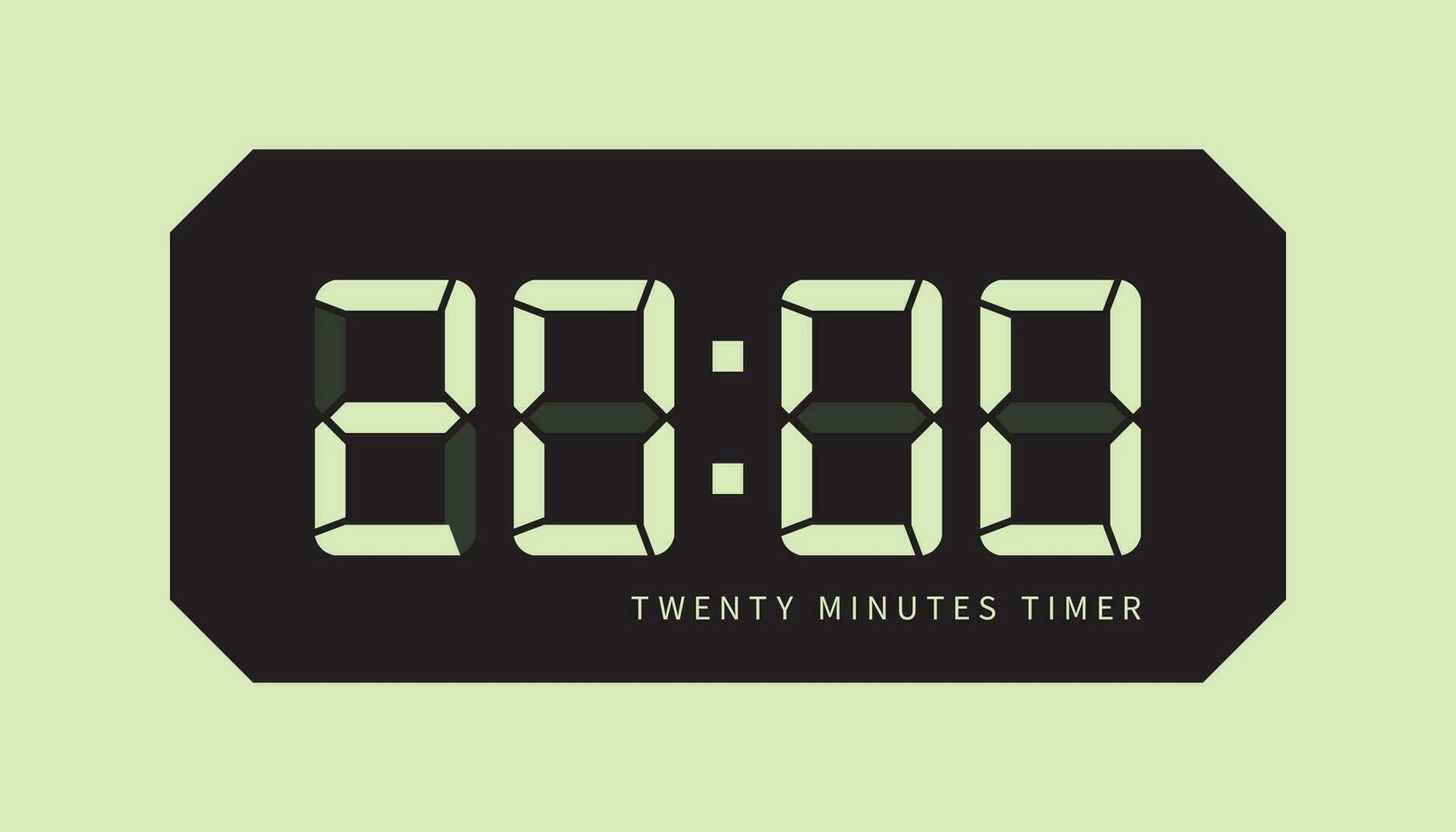 20 Min LCD Digital Clock, Showing Twenty Minutes State. Cooking Time, Stopwatch, Countdown Indication vector