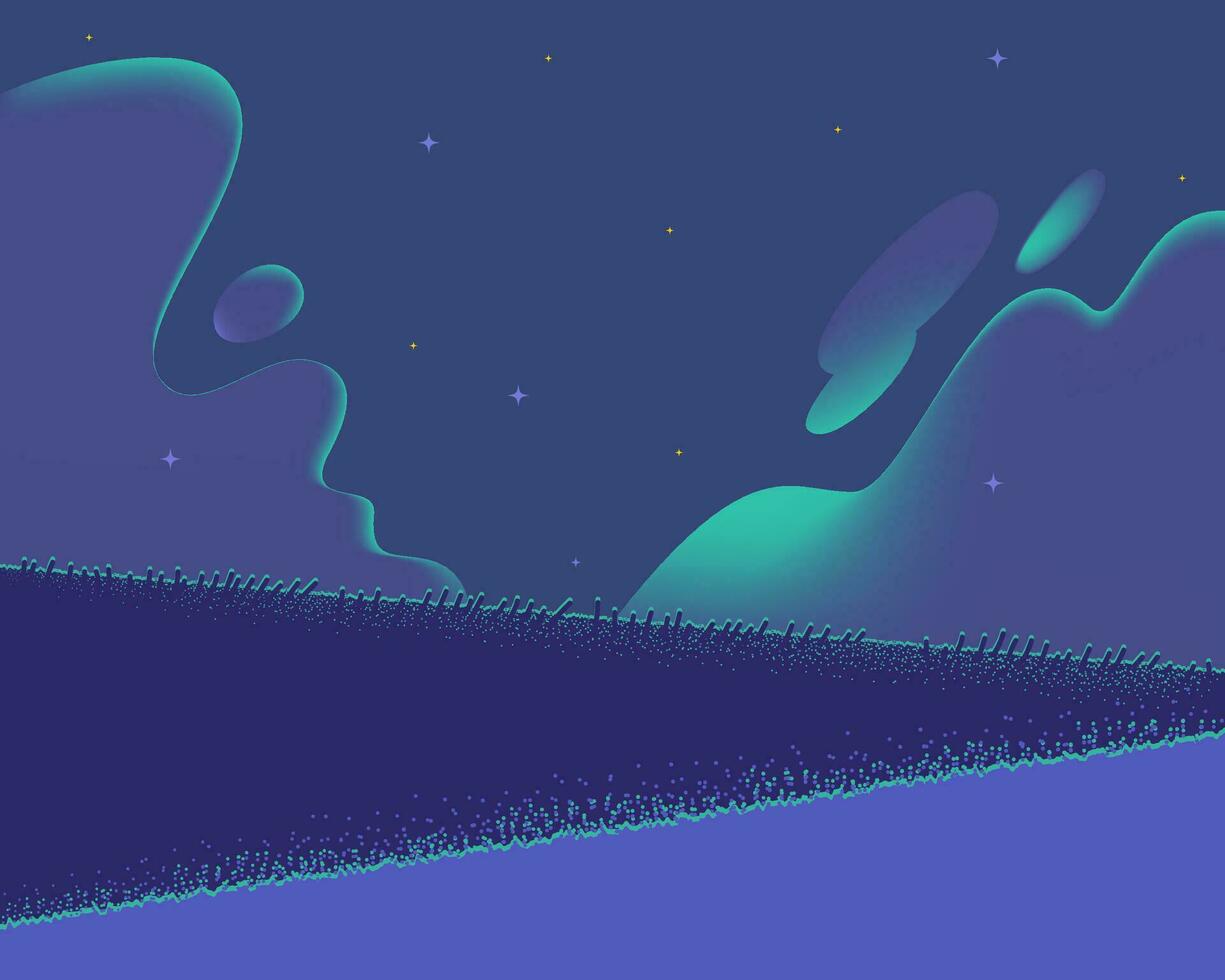 Night countryside background with stars. vector