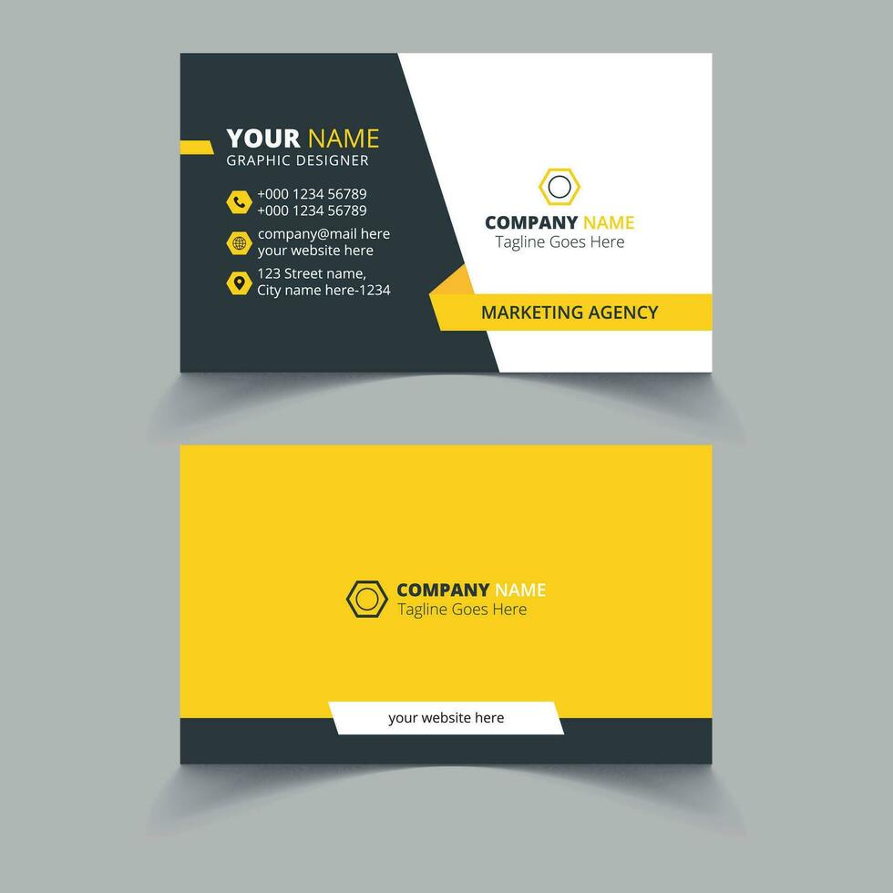 Yellow corporate business card template vector