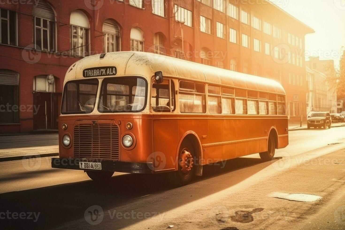 Retro vintage bus old. Generate Ai photo