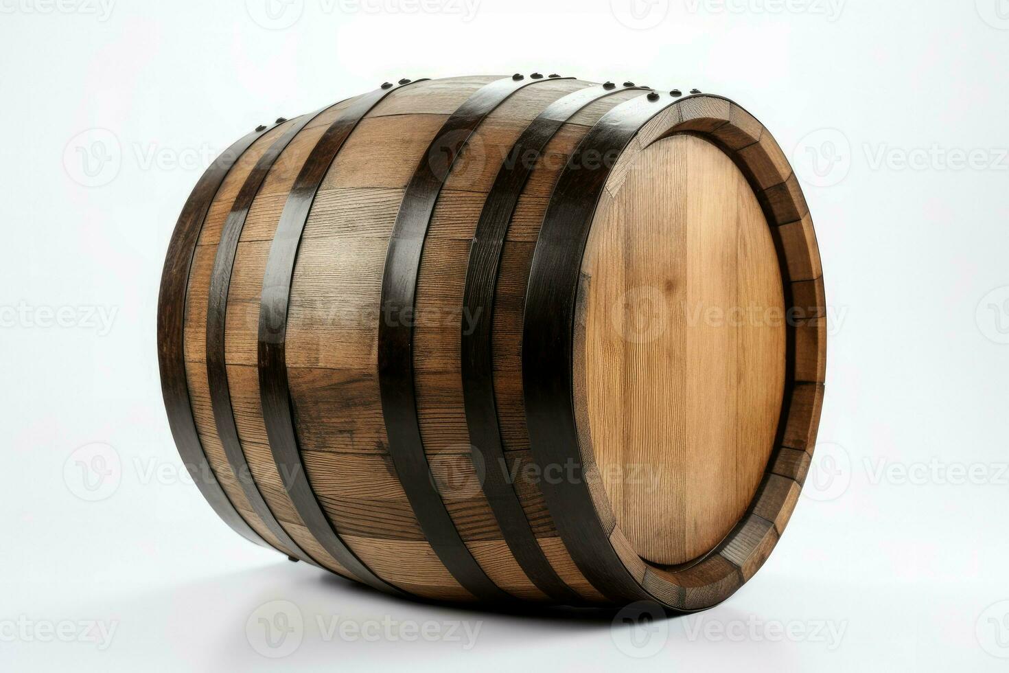 Traditional wooden barrel drink. Generate Ai photo
