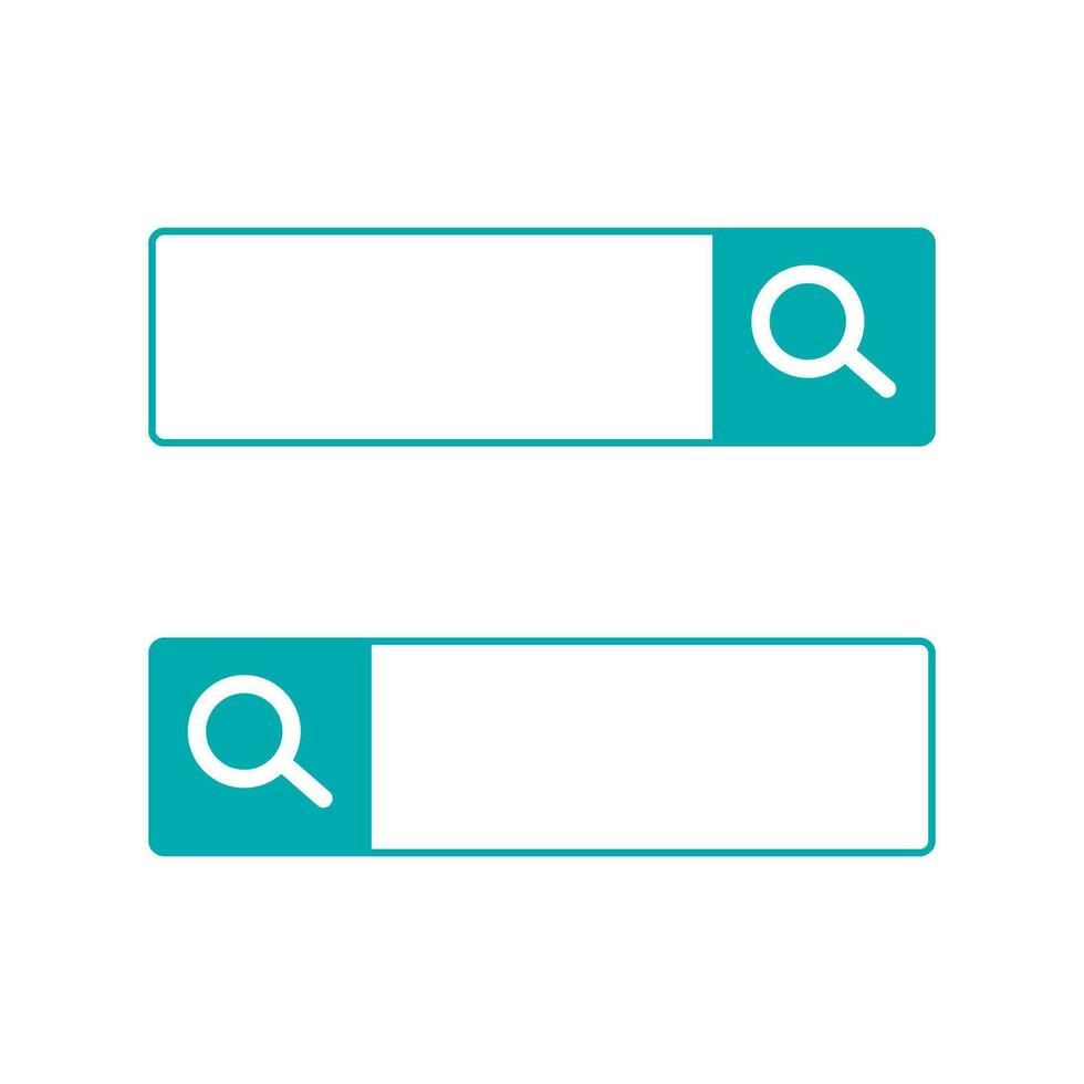 A set of icons for a search bar with a magnifying glass search button on the right and a search bar with a magnifying glass search button on the left. Vector. vector