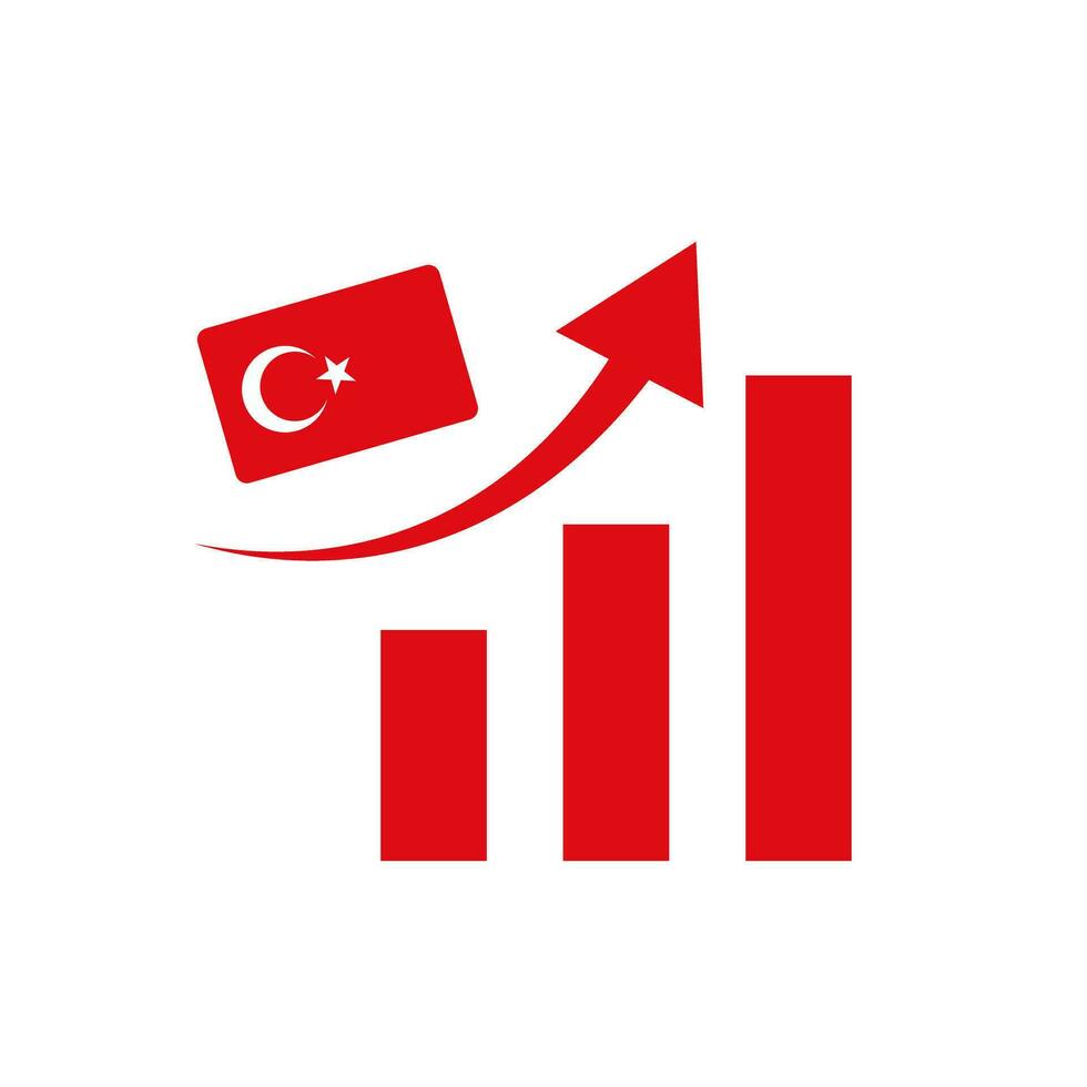 Turkish flag and rising bar icon. Vector. vector