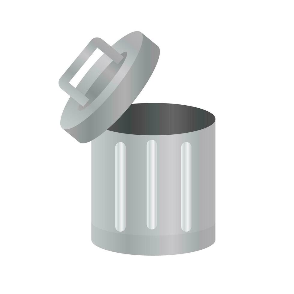 Metallic trash can icon. Waste. Vector. vector