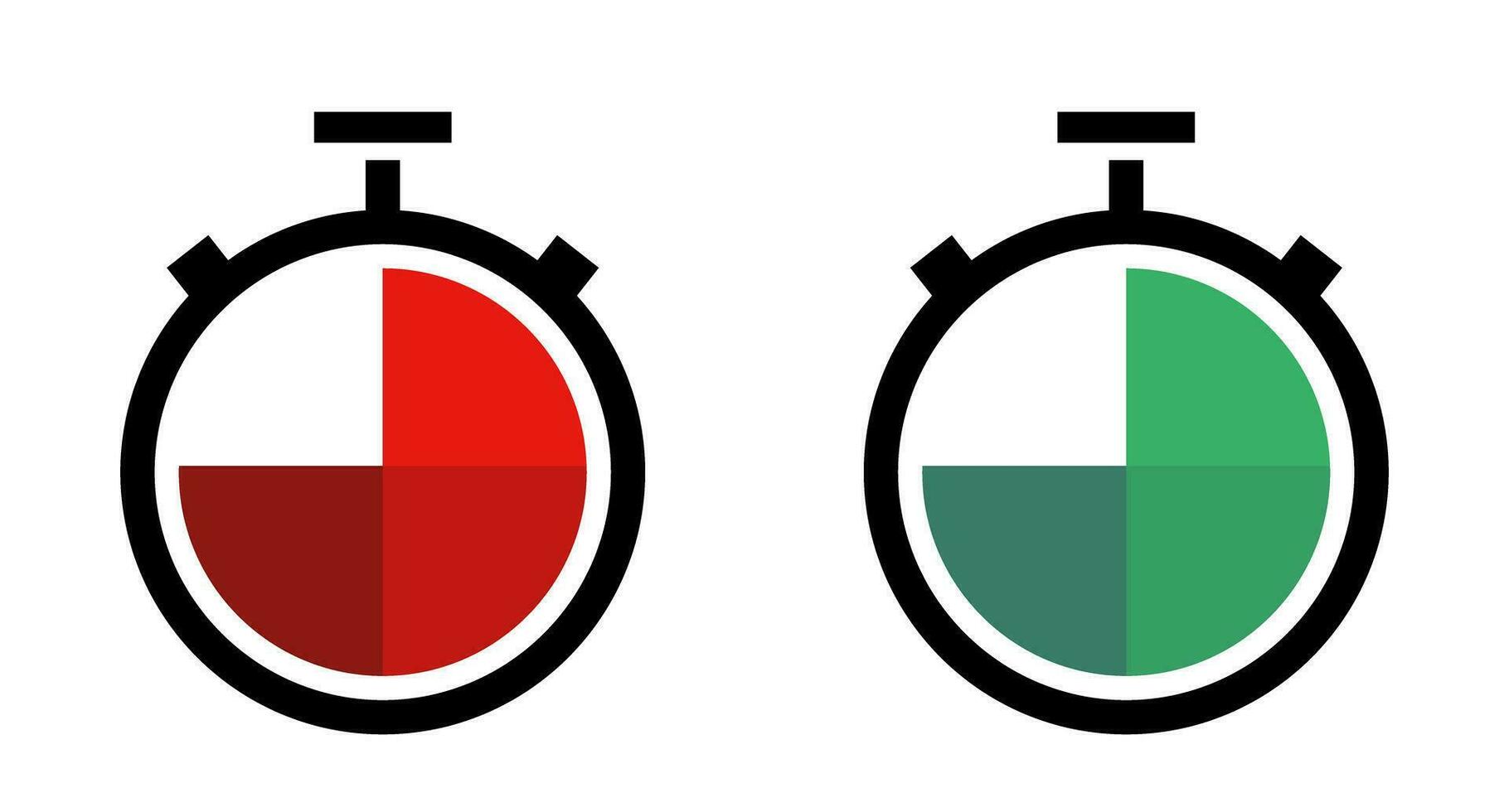 Red and green timer icon set. Alerts and measurements. Vectors. vector