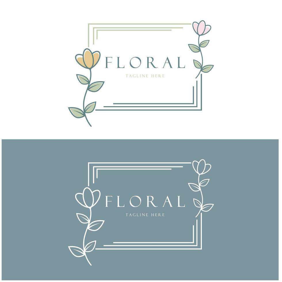 Elegant floral and leaf frame. Delicate botanical vector illustration for labels, spas, corporate identity, and wedding invitations