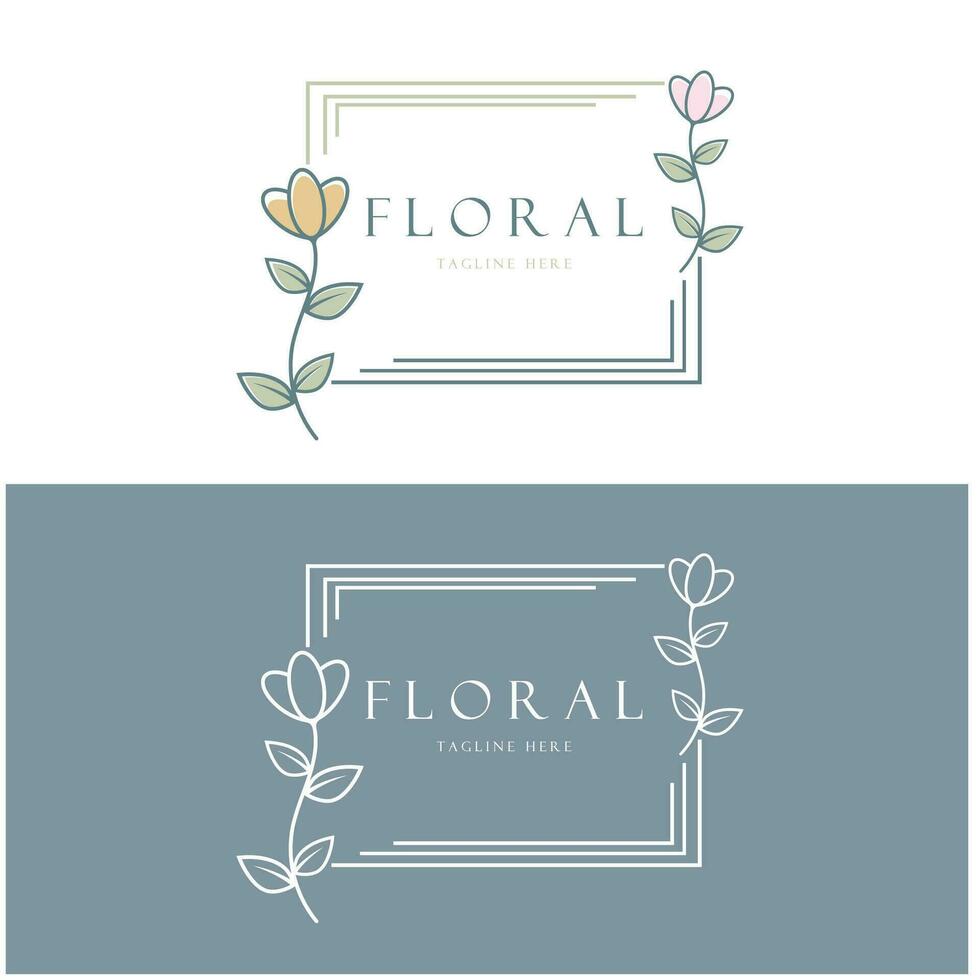 elegante floral y hoja marco. delicado botánico vector ilustración para etiquetas, balnearios, corporativo identidad, y Boda invitaciones