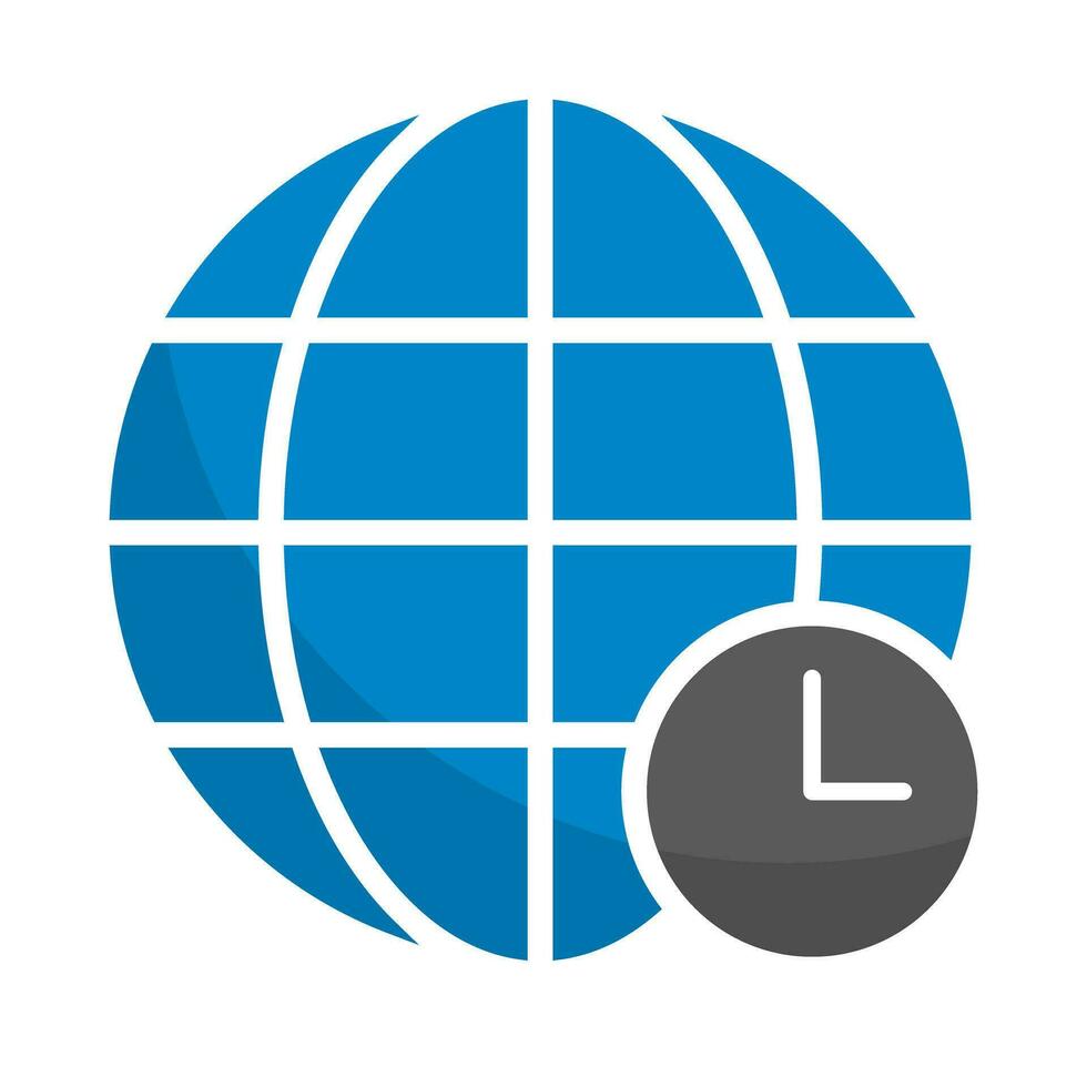 Earth And Clock Time Zone Icon Time Difference Vector 26381375 