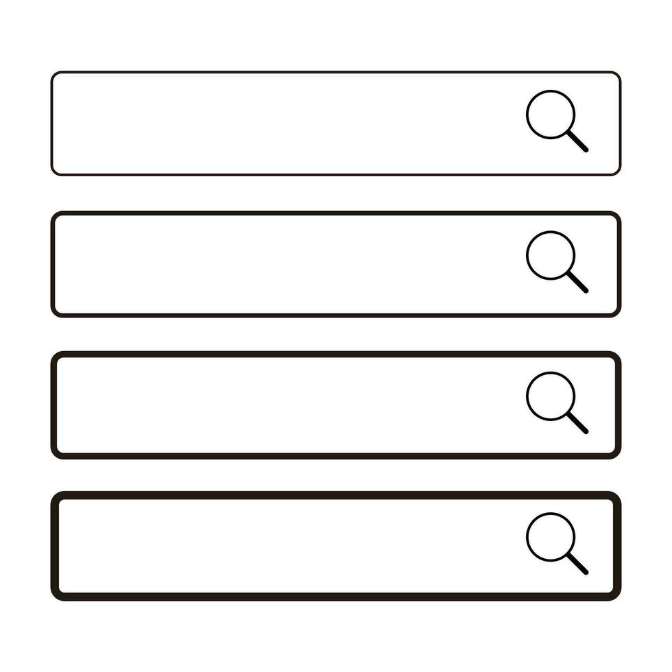 Search box icon set with different line thicknesses. Internet and web search. Vector. vector