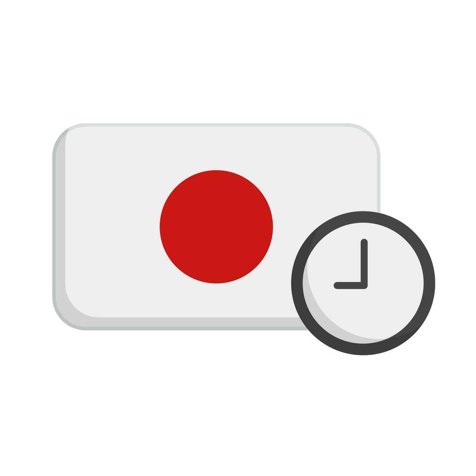 Japanese time icon. Japanese flag and clock. Vector. vector