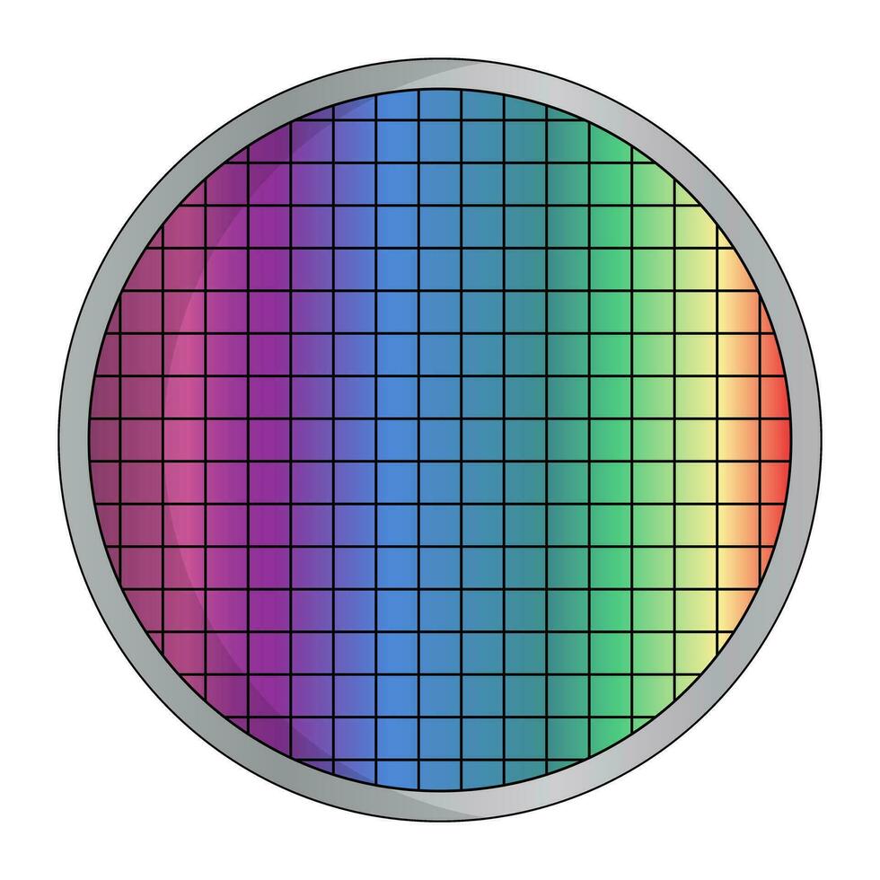 Modern silicon wafer icon. Semiconductor manufacturing material. Vector. vector