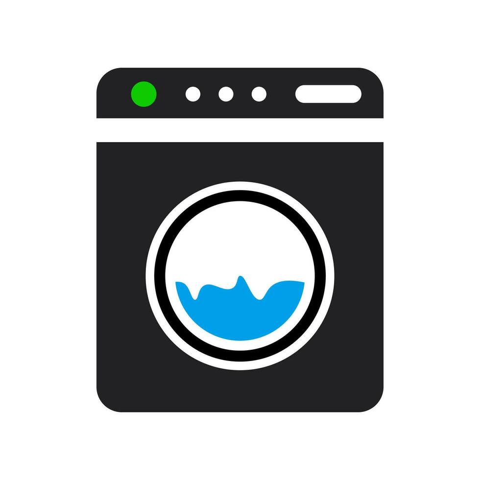 Front loading washing machine in operation. Vector. 26381509 Vector Art