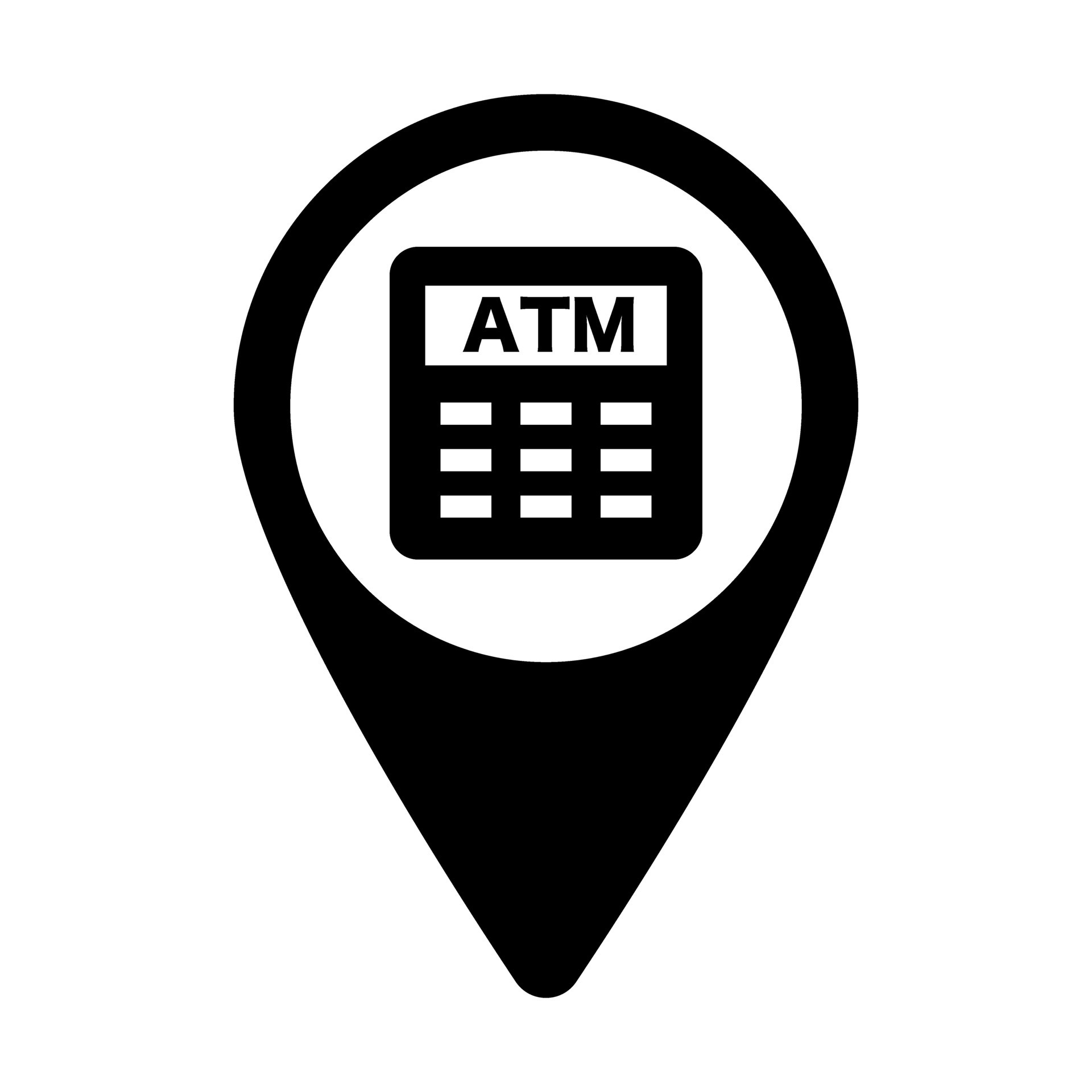 ATM location information map pin silhouette icon. Vector. 26381521 Vector Art at Vecteezy