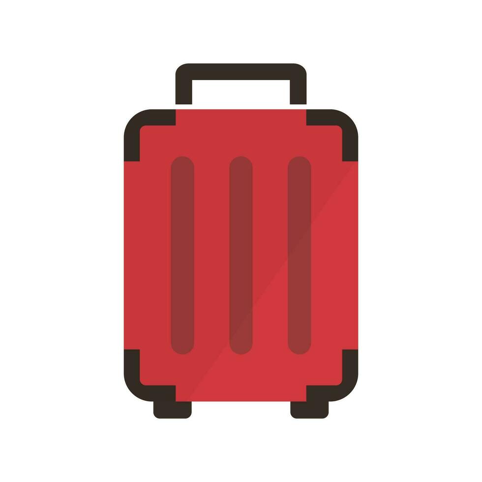Red heavy suitcase icon. Travel bag. Luggage. Vector. vector