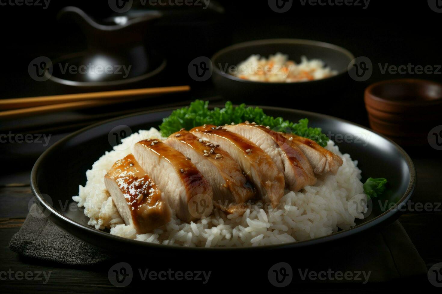Chicken meat glazed food. Generate Ai photo