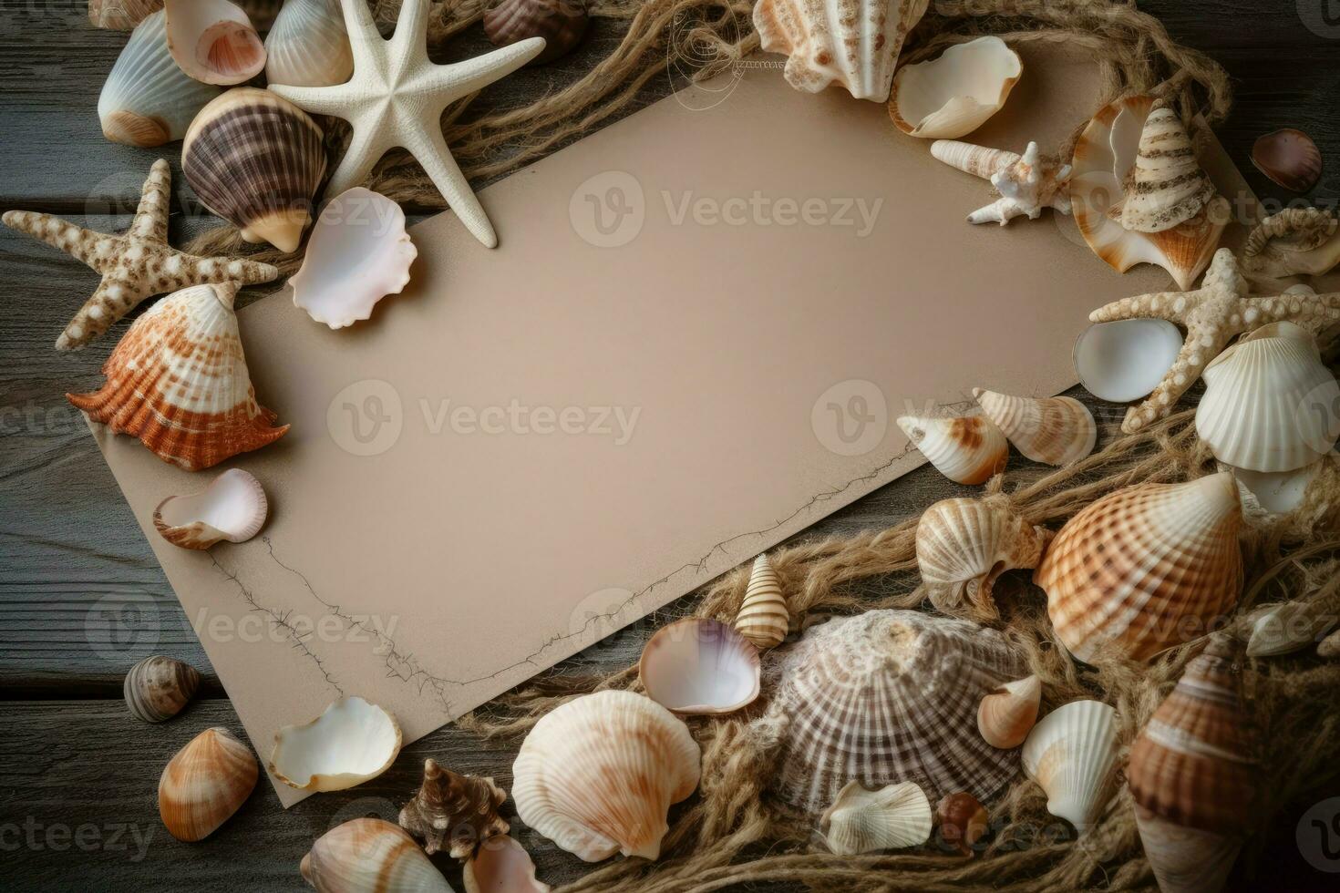 Sea shell composition. Generate Ai photo