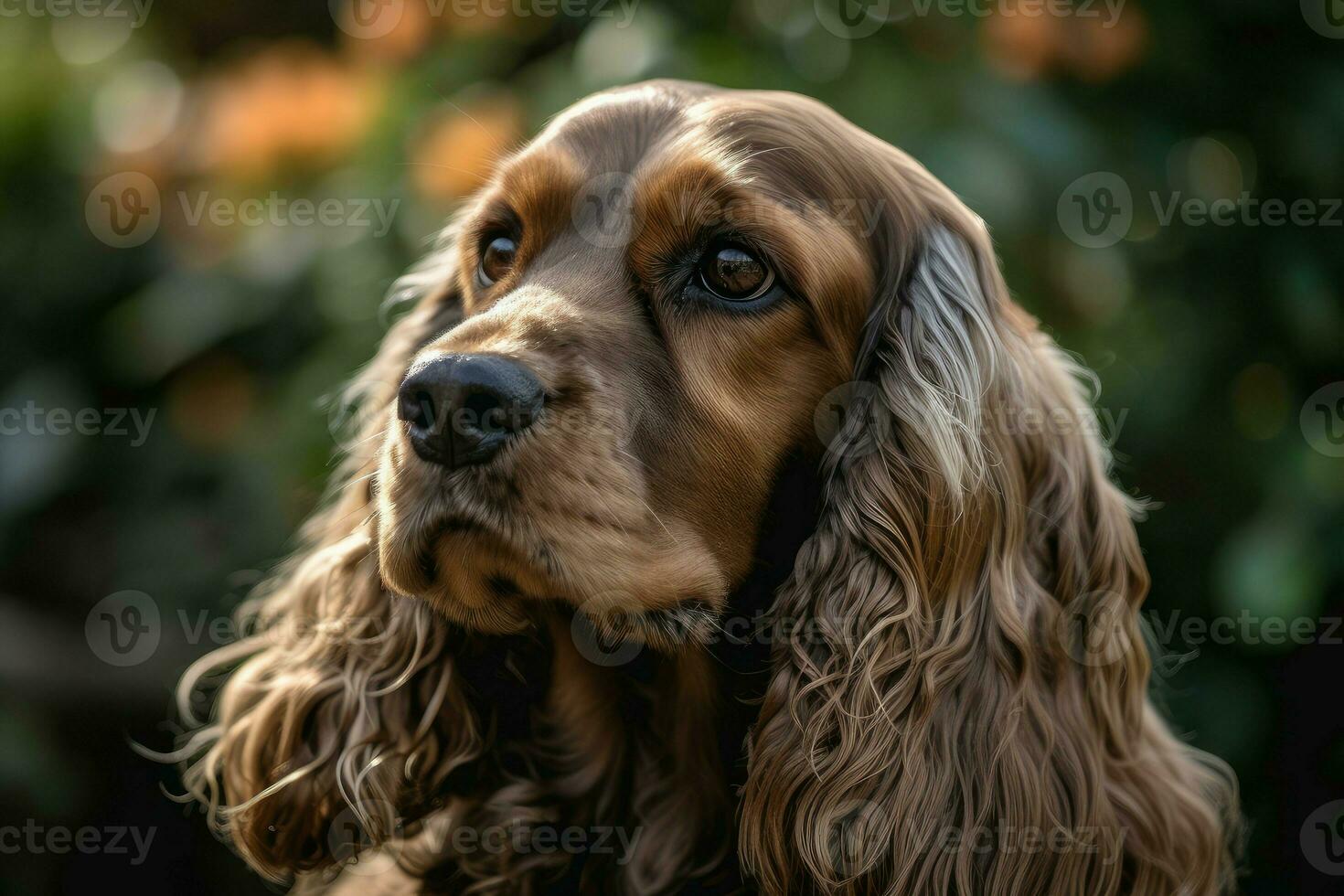 English cocker spaniel dog head. Generate Ai photo